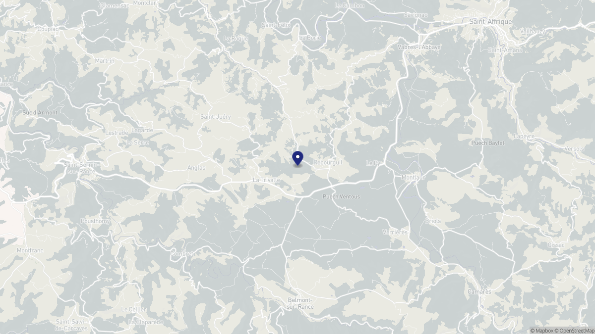 Aperçu cartographique de Rebourguil, centré sur la commune