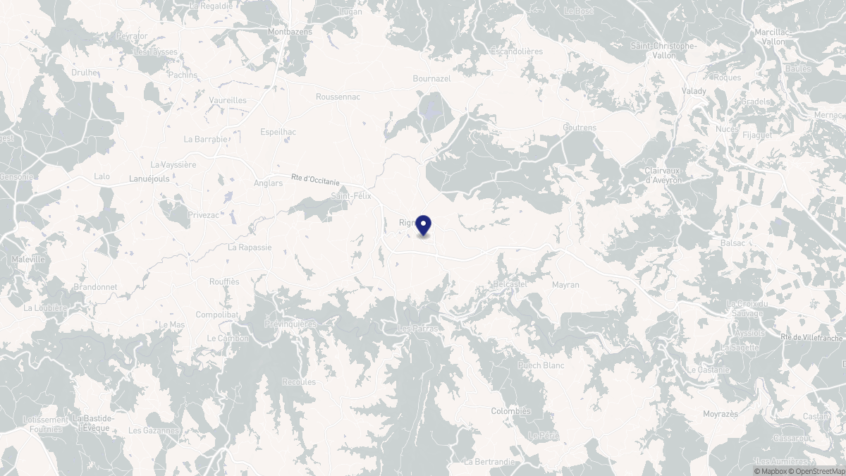 Aperçu cartographique de Rignac, centré sur la commune