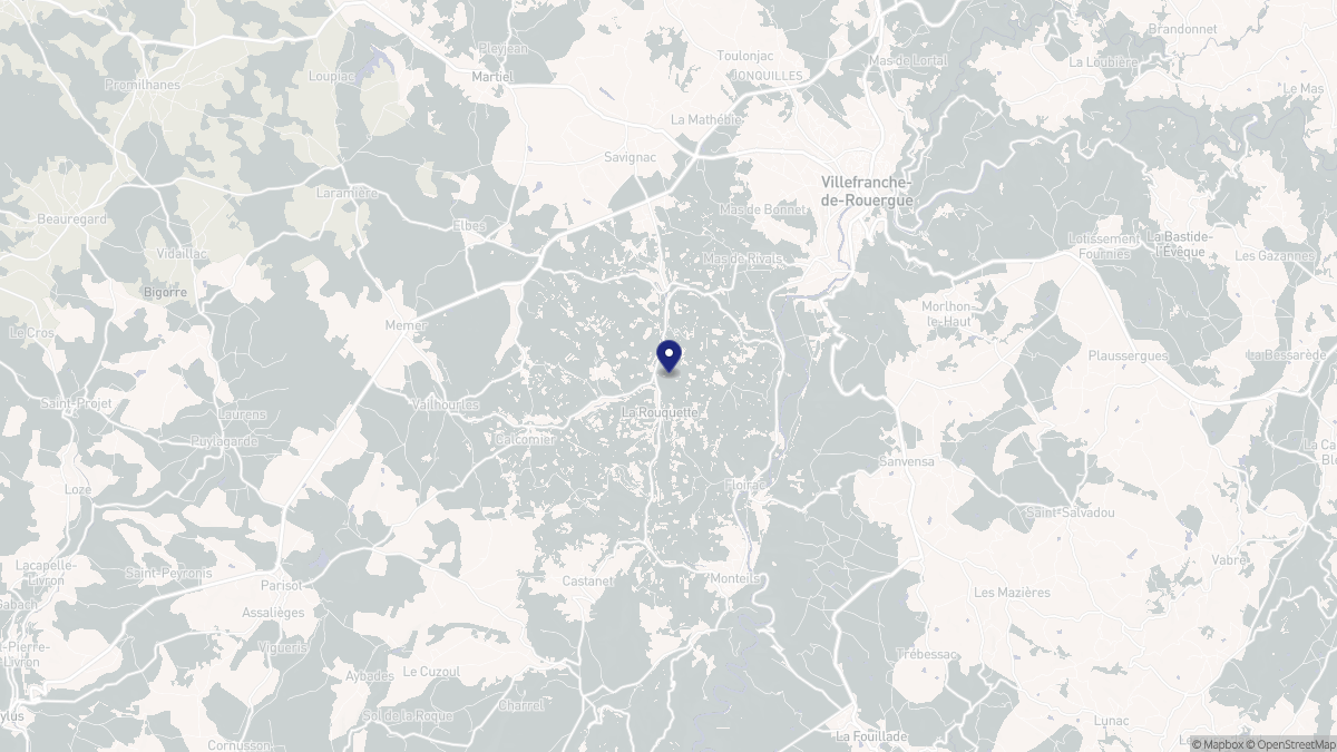 Aperçu cartographique de La Rouquette, centré sur la commune