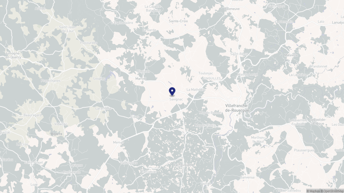 Aperçu cartographique de Savignac, centré sur la commune