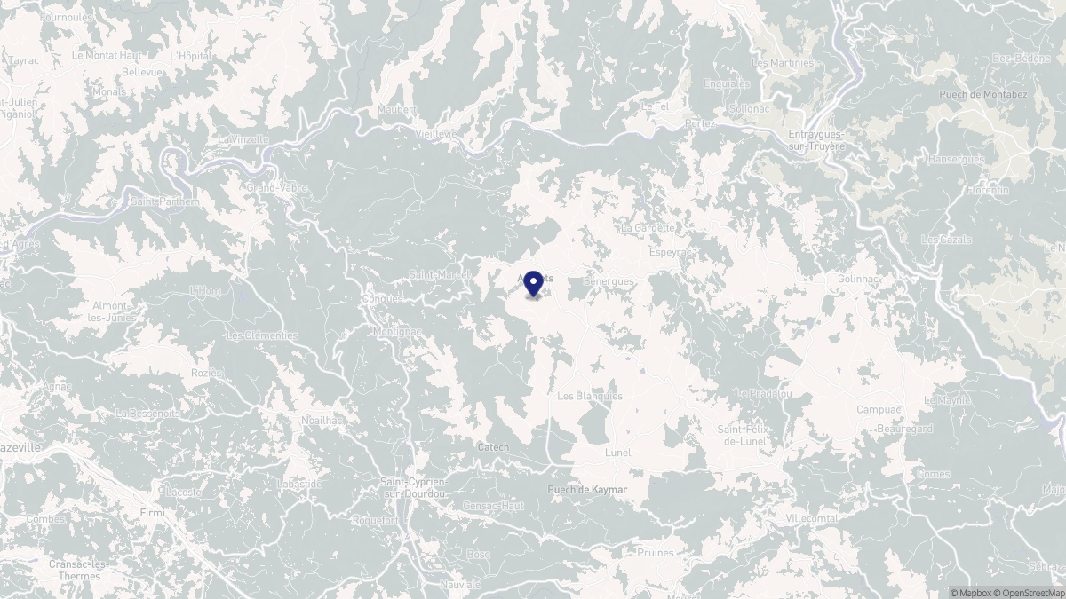 Aperçu cartographique de Sénergues, centré sur la commune