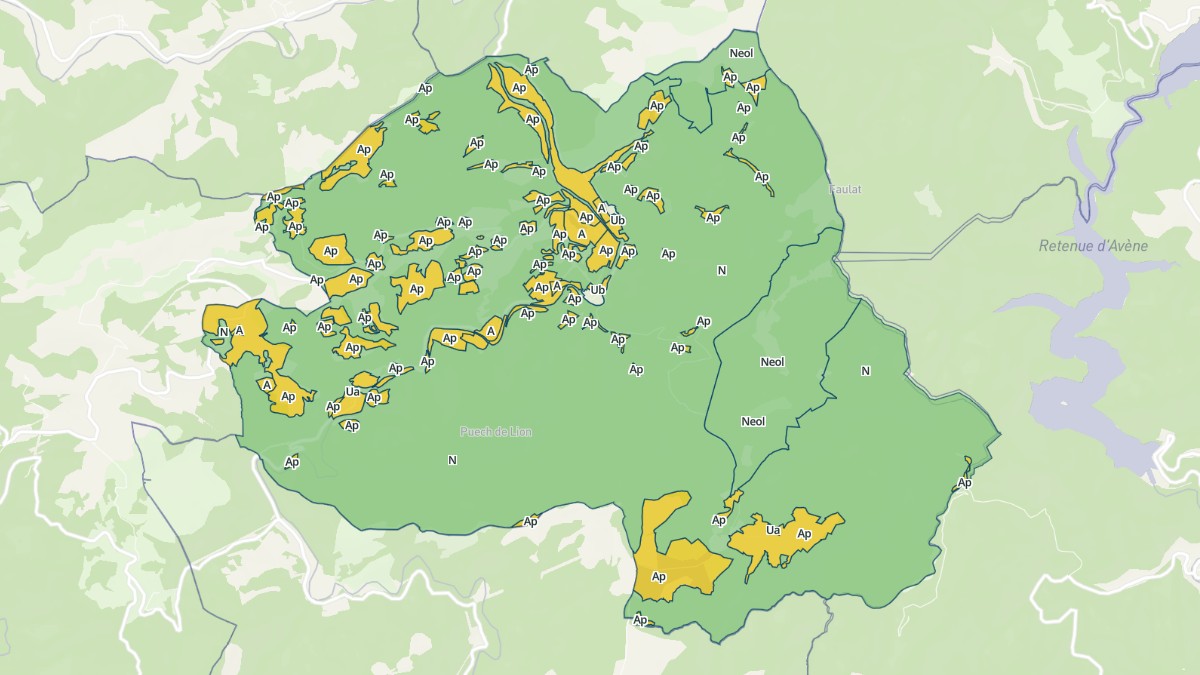 Aperçu cartographique de Tauriac-de-Camarès, centré sur la commune