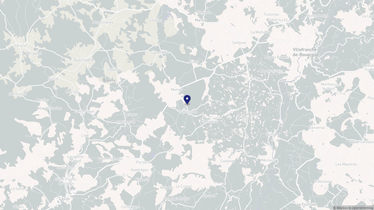 Aperçu cartographique de Vailhourles, centré sur la commune