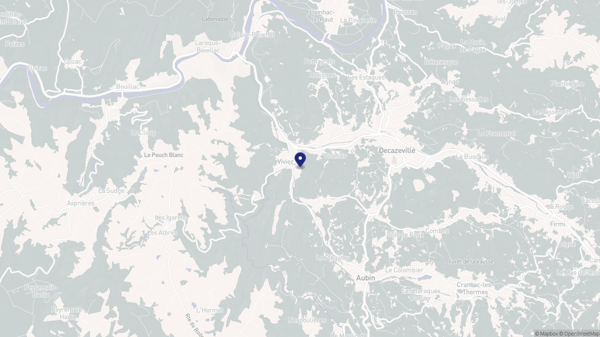 Aperçu cartographique de Viviez, centré sur la commune