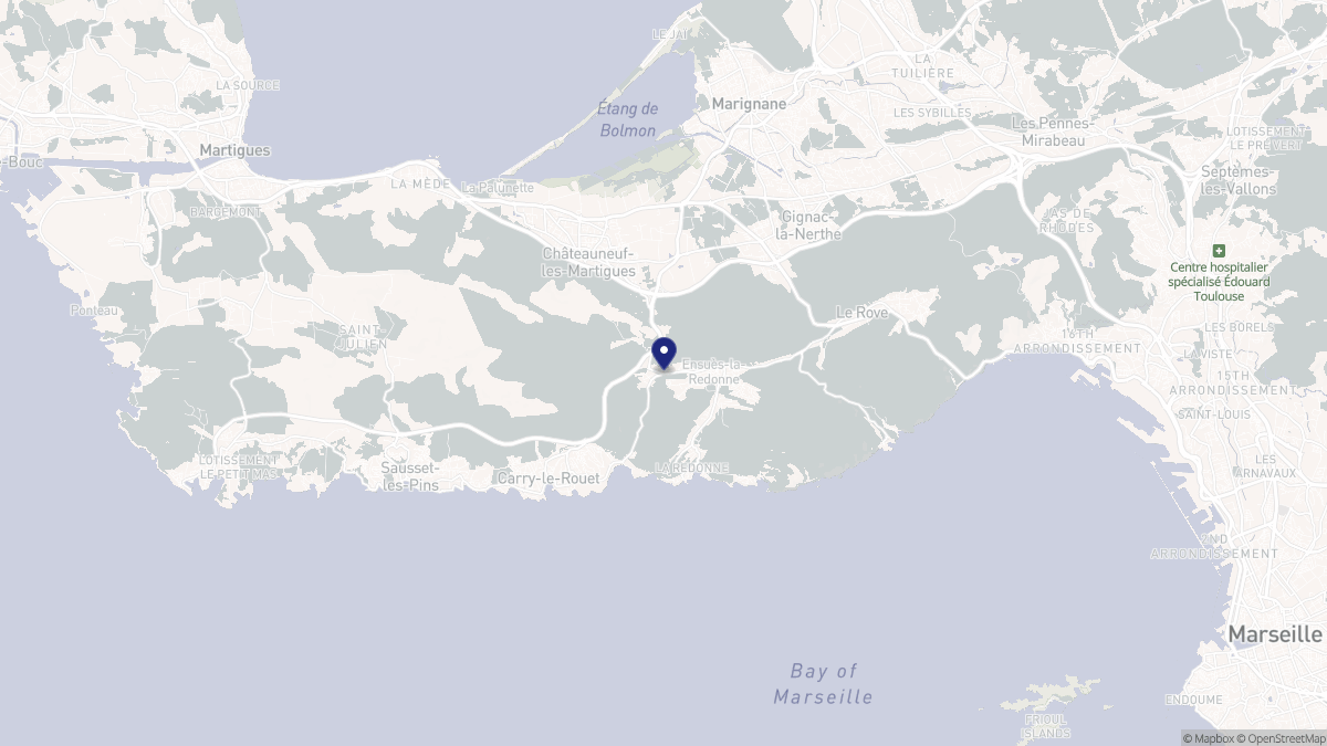 Aperçu cartographique de Ensuès-la-Redonne, centré sur la commune