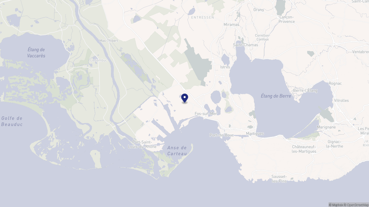 Aperçu cartographique de Fos-sur-Mer, centré sur la commune