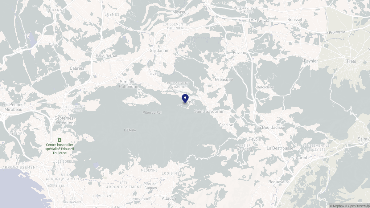Aperçu cartographique de Mimet, centré sur la commune