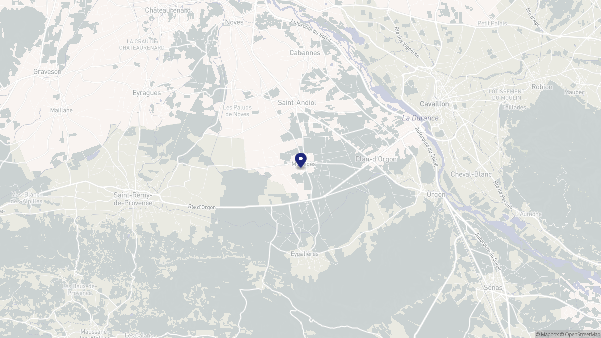 Aperçu cartographique de Mollégès, centré sur la commune