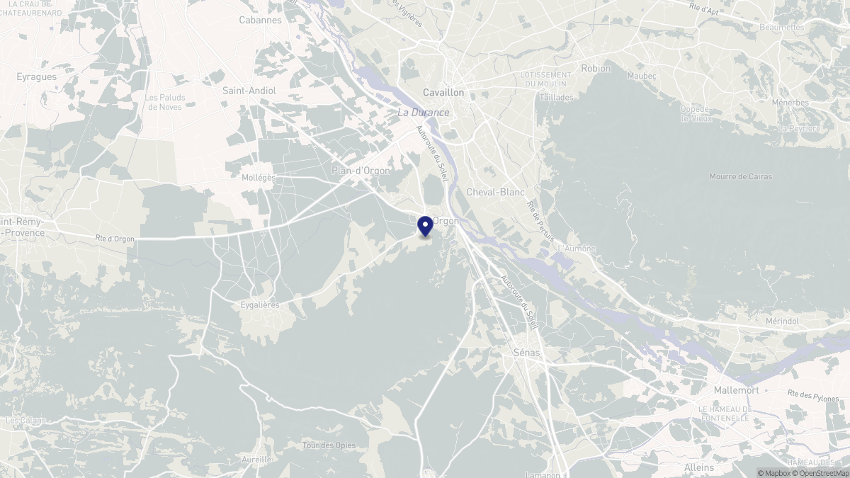 Aperçu cartographique de Orgon, centré sur la commune