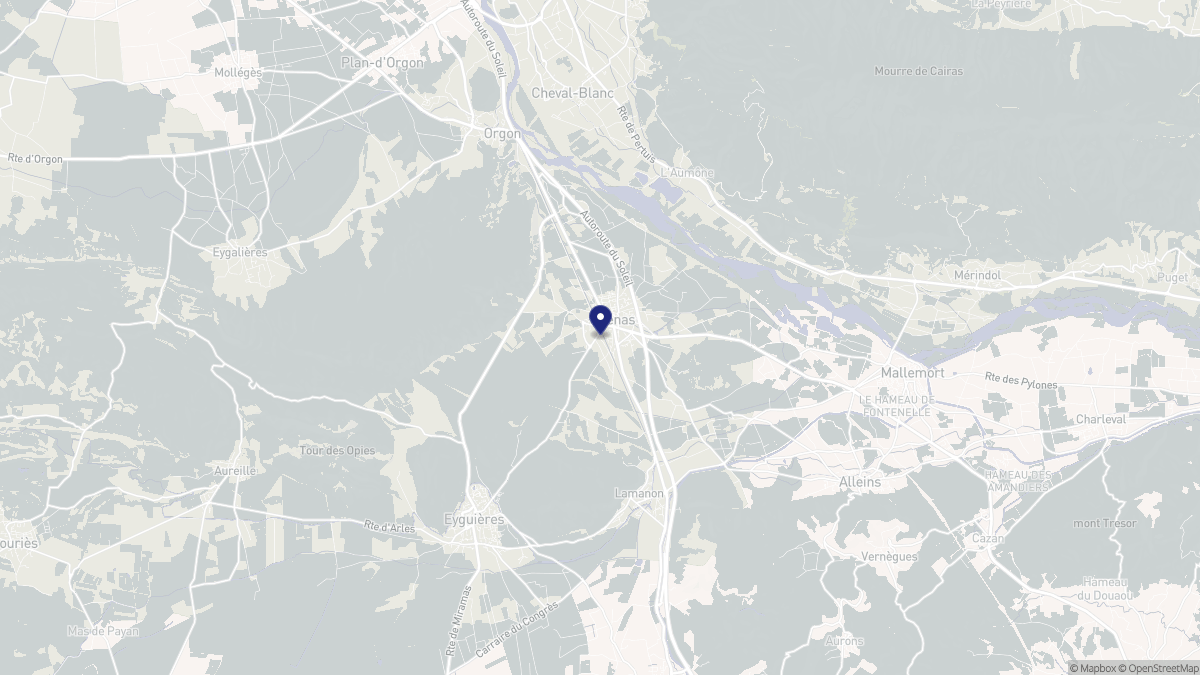 Aperçu cartographique de Sénas, centré sur la commune