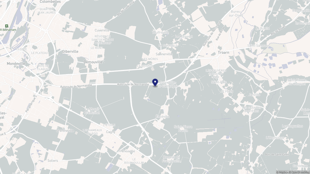 Aperçu cartographique de Banneville-la-Campagne, centré sur la commune