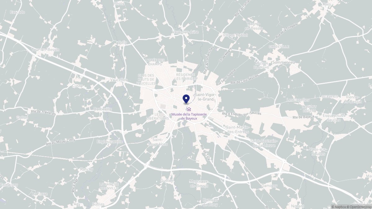 Aperçu cartographique de Bayeux, centré sur la commune