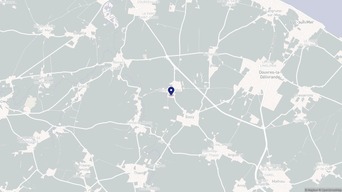 Aperçu cartographique de Bény-sur-Mer, centré sur la commune