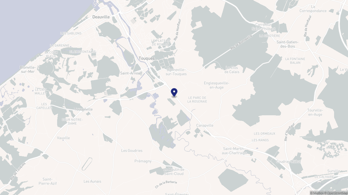 Aperçu cartographique de Bonneville-sur-Touques, centré sur la commune