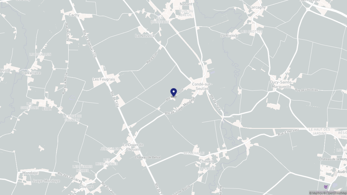 Aperçu cartographique de Condé-sur-Seulles, centré sur la commune