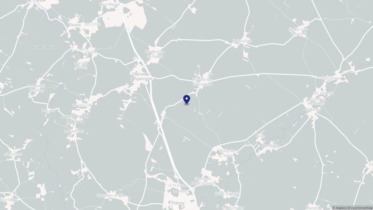 Aperçu cartographique de Estrées-la-Campagne, centré sur la commune