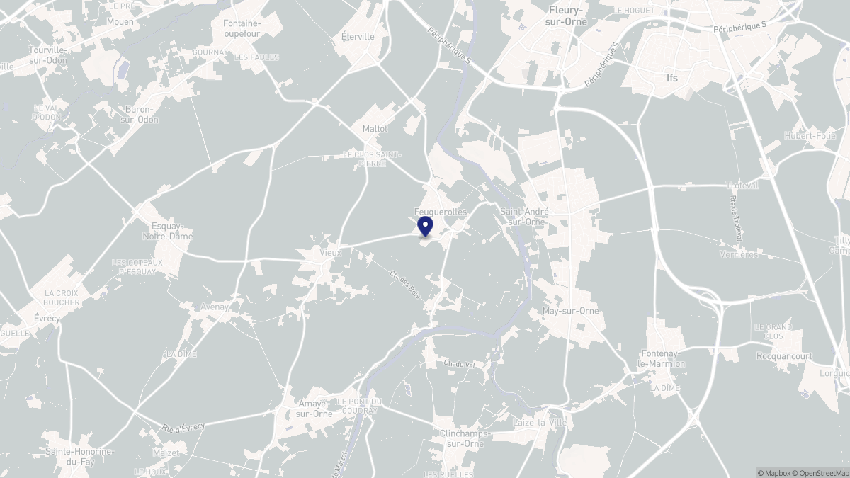 Aperçu cartographique de Feuguerolles-Bully, centré sur la commune
