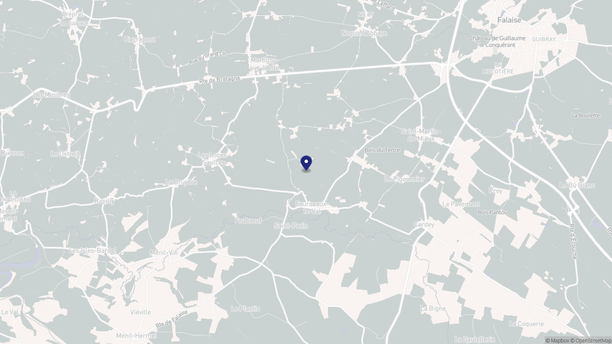 Aperçu cartographique de Fourneaux-le-Val, centré sur la commune