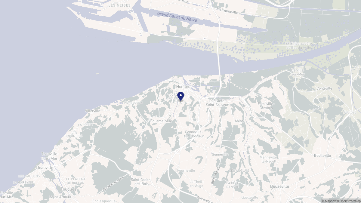 Aperçu cartographique de Honfleur, centré sur la commune