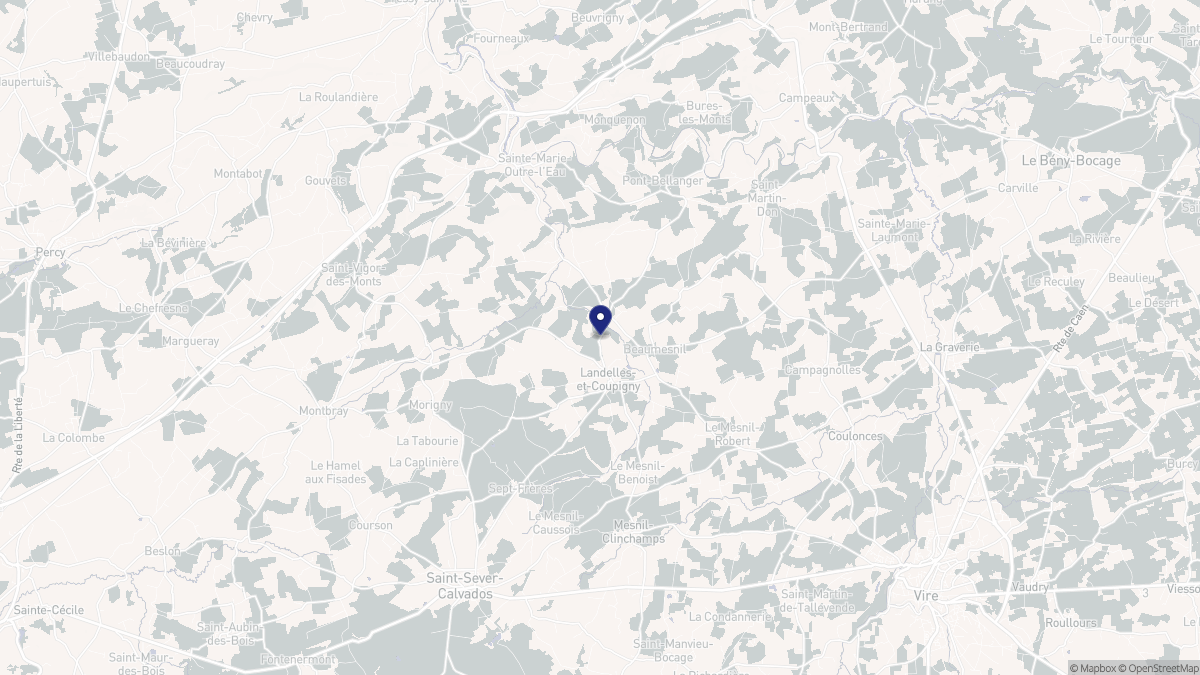 Aperçu cartographique de Landelles-et-Coupigny, centré sur la commune