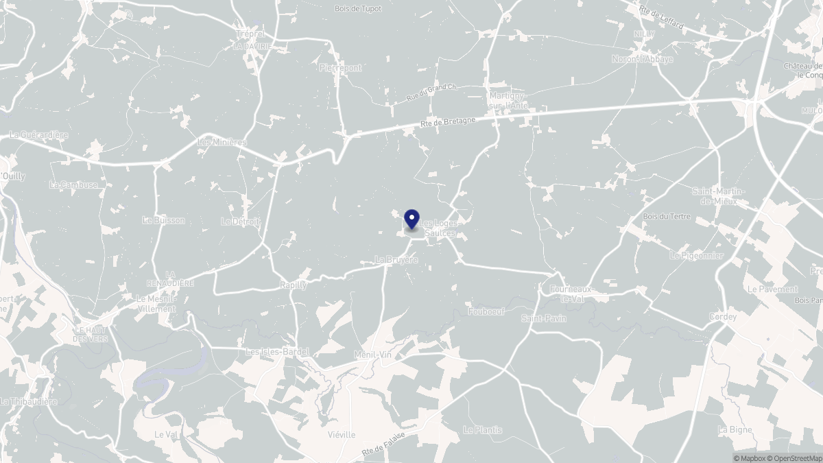 Aperçu cartographique de Les Loges-Saulces, centré sur la commune