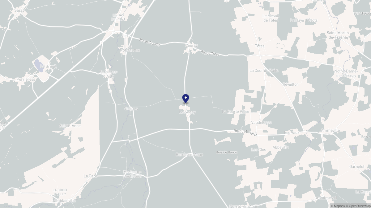 Aperçu cartographique de Louvagny, centré sur la commune