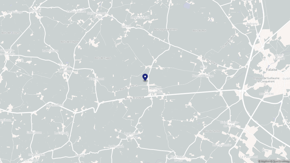 Aperçu cartographique de Martigny-sur-l'Ante, centré sur la commune