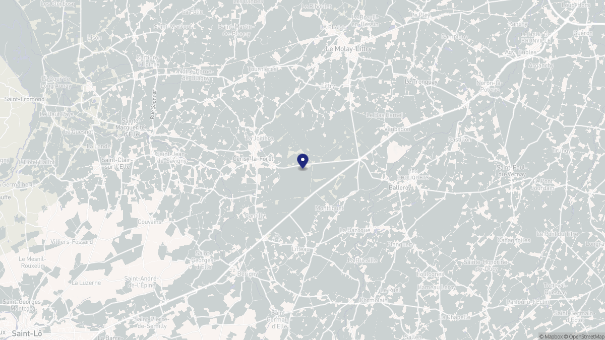 Aperçu cartographique de Montfiquet, centré sur la commune