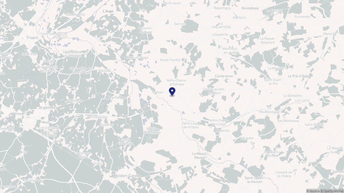 Aperçu cartographique de Notre-Dame-d'Estrées-Corbon, centré sur la commune