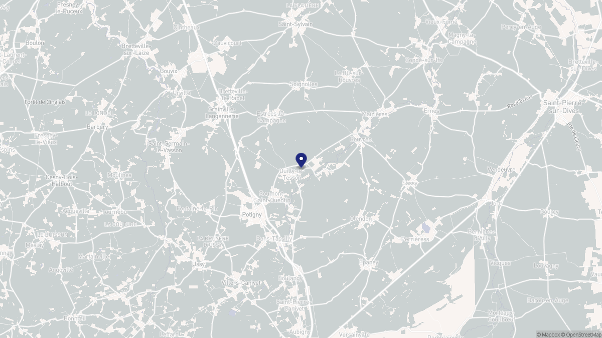Aperçu cartographique de Ouilly-le-Tesson, centré sur la commune