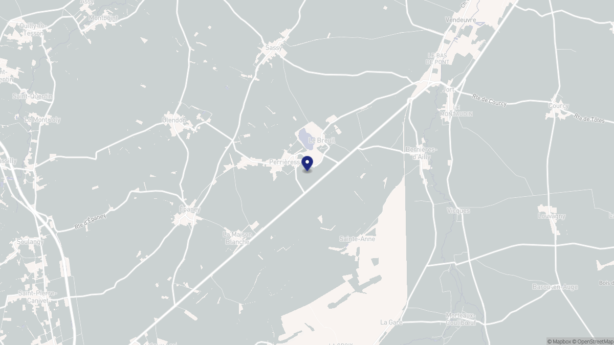 Aperçu cartographique de Perrières, centré sur la commune