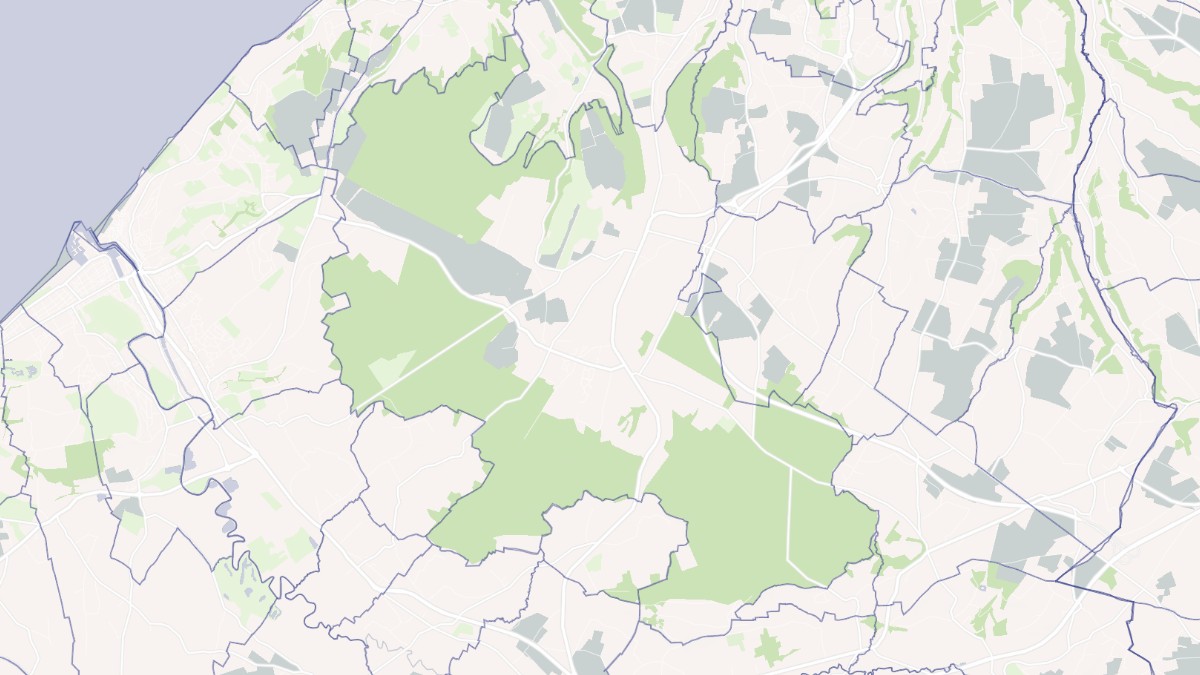 Aperçu cartographique de Saint-Gatien-des-Bois, centré sur la commune