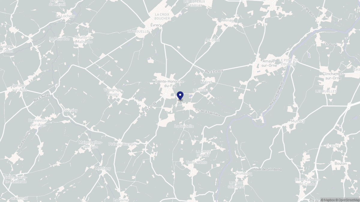 Aperçu cartographique de Sainte-Honorine-du-Fay, centré sur la commune