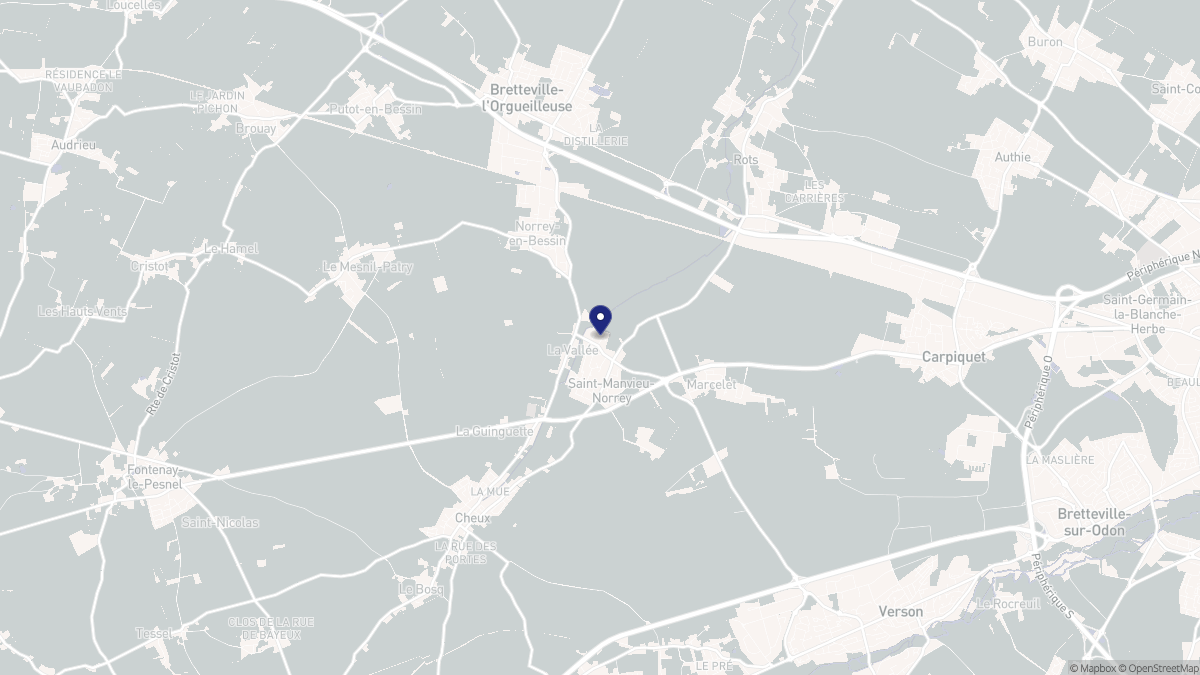 Aperçu cartographique de Saint-Manvieu-Norrey, centré sur la commune