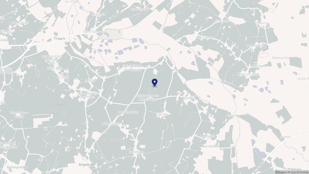 Aperçu cartographique de Saint-Ouen-du-Mesnil-Oger, centré sur la commune