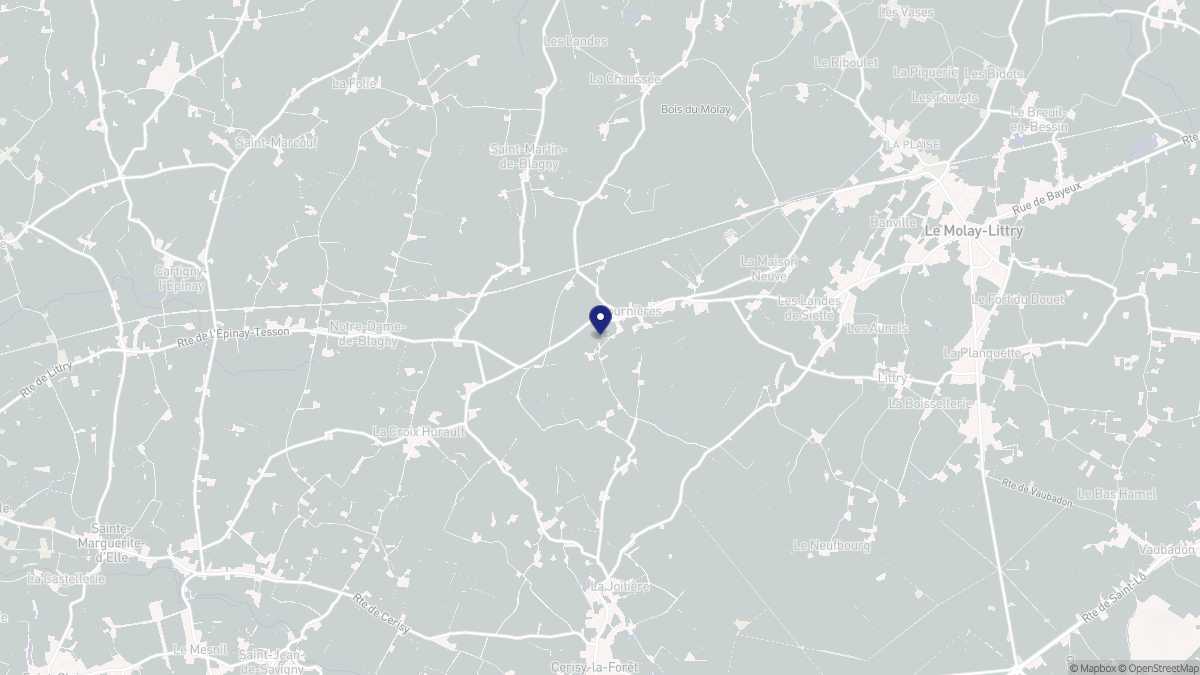 Aperçu cartographique de Tournières, centré sur la commune