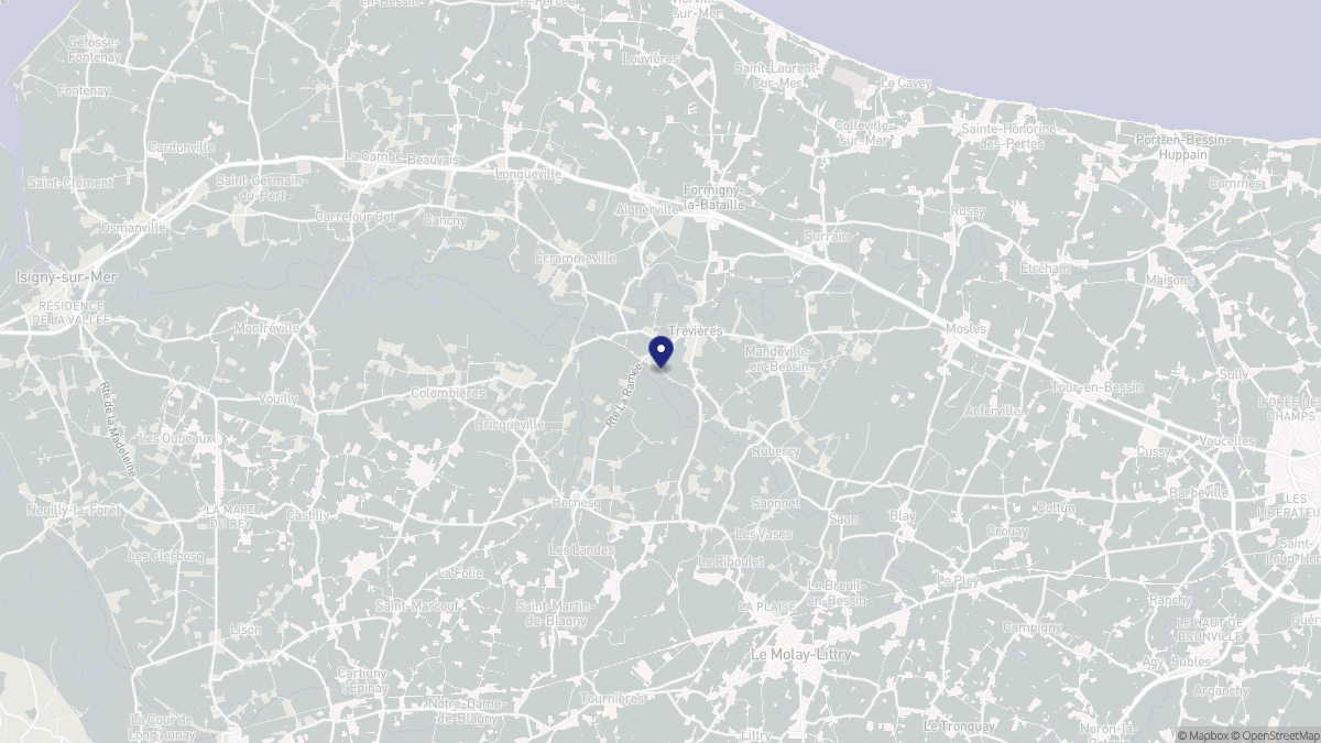 Aperçu cartographique de Trévières, centré sur la commune