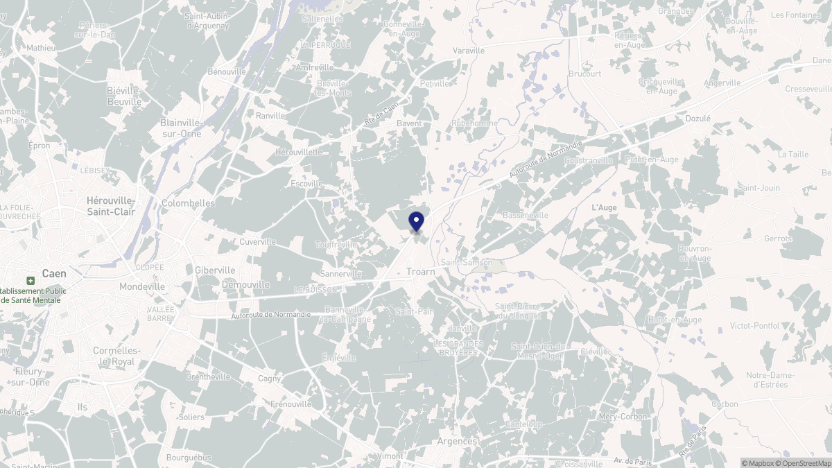 Aperçu cartographique de Troarn, centré sur la commune