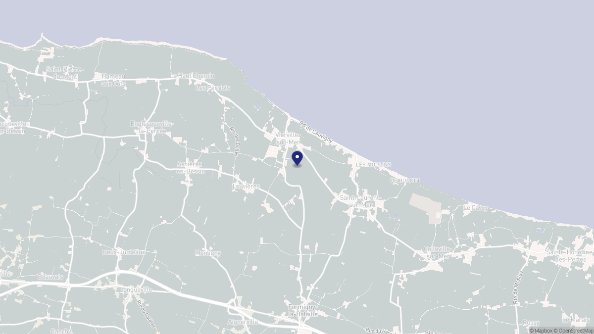 Aperçu cartographique de Vierville-sur-Mer, centré sur la commune