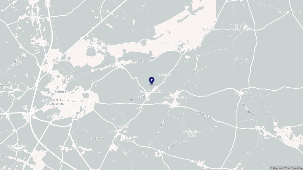 Aperçu cartographique de Villy-lez-Falaise, centré sur la commune
