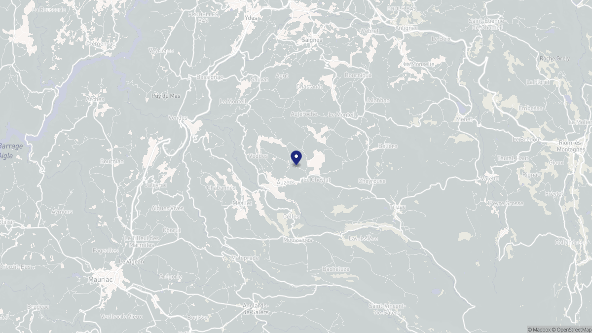 Aperçu cartographique de Auzers, centré sur la commune