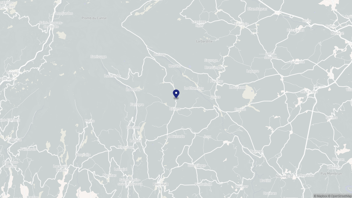 Aperçu cartographique de Cézens, centré sur la commune