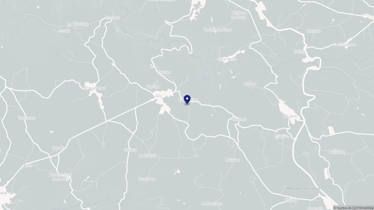 Aperçu cartographique de Escorailles, centré sur la commune