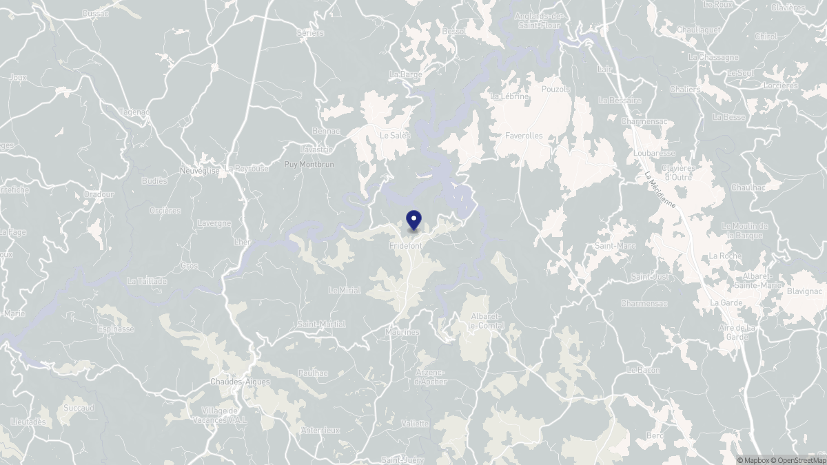 Aperçu cartographique de Fridefont, centré sur la commune
