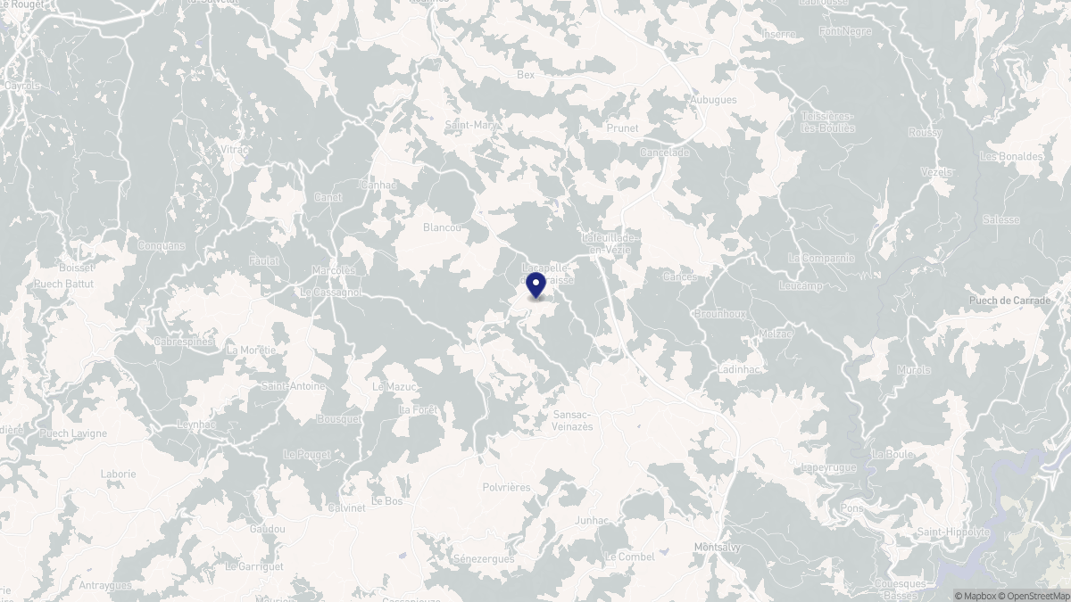 Aperçu cartographique de Lacapelle-del-Fraisse, centré sur la commune