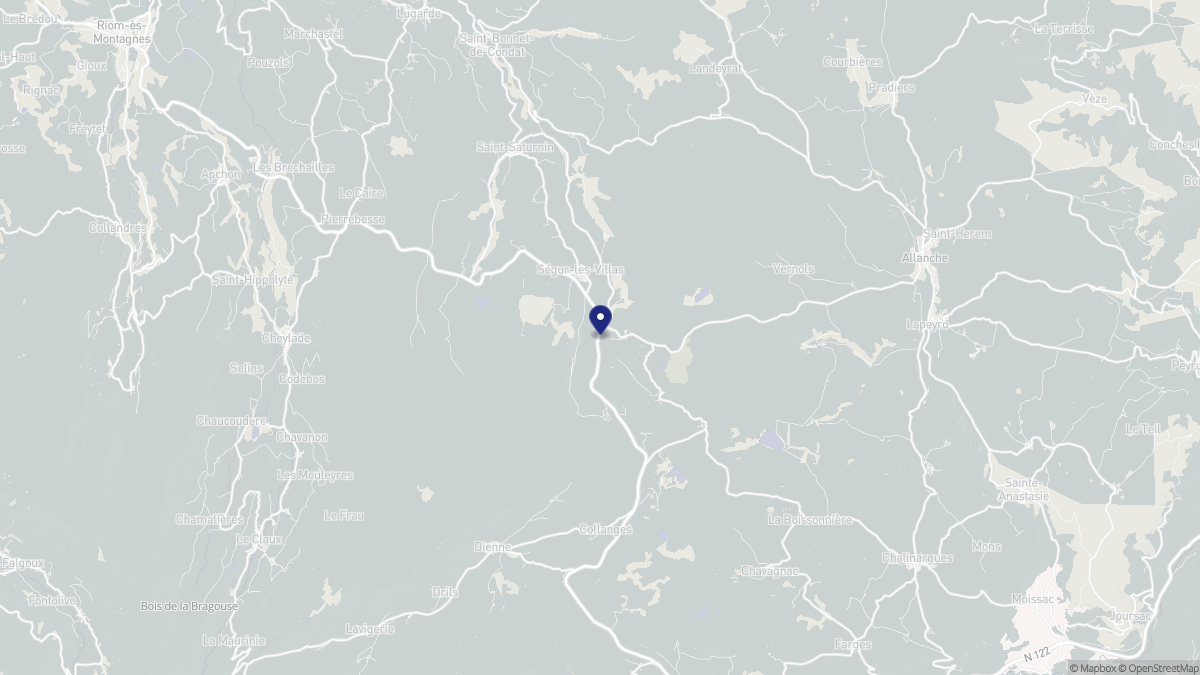 Aperçu cartographique de Ségur-les-Villas, centré sur la commune
