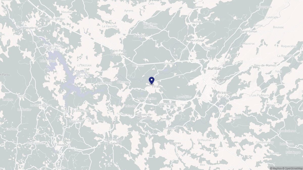Aperçu cartographique de Ytrac, centré sur la commune