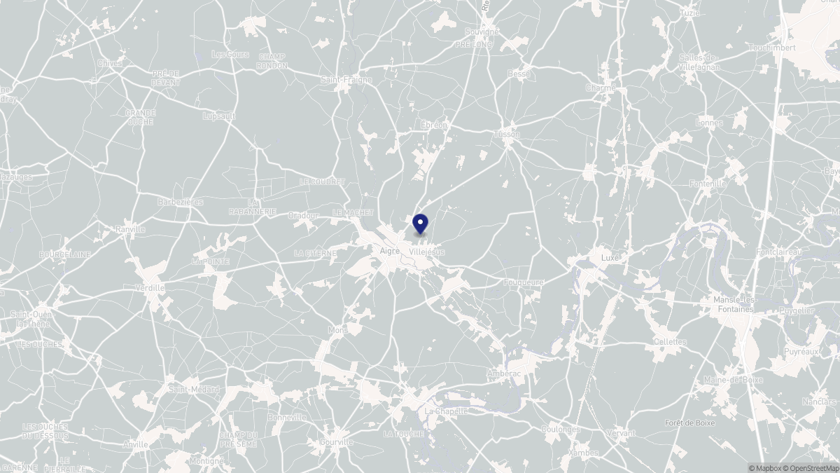 Aperçu cartographique de Aigre, centré sur la commune