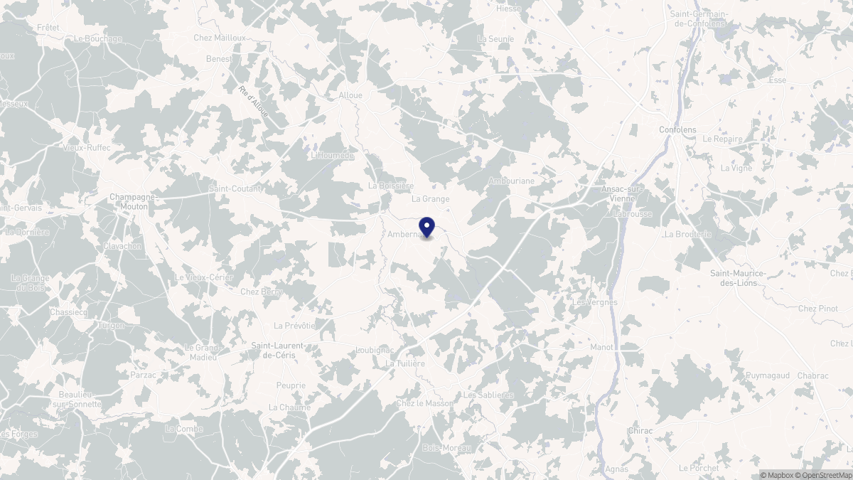 Aperçu cartographique de Ambernac, centré sur la commune