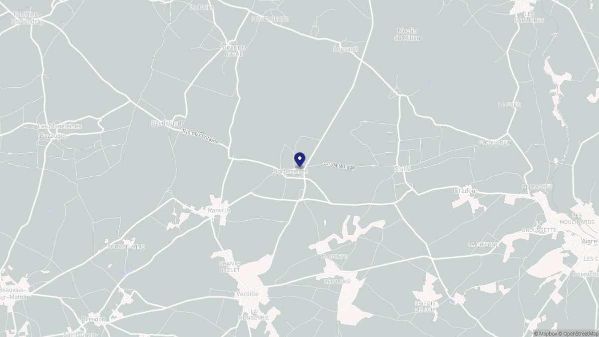 Aperçu cartographique de Barbezières, centré sur la commune